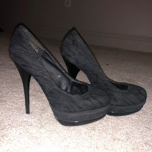 Black lace heels